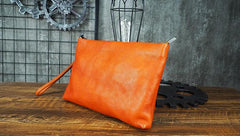 Cool Leather Mens Soft Leather Zipper Clutch Bag Wristlet Purse for Men