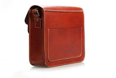 Cool Leather Mens Tan Messenger Bag Side Bag Small Shoulder Bag for Men