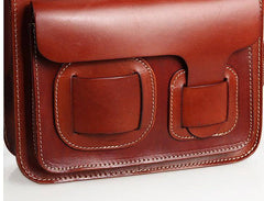 Cool Leather Mens Tan Messenger Bag Side Bag Small Shoulder Bag for Men