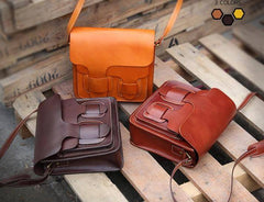Cool Leather Mens Tan Messenger Bag Side Bag Small Shoulder Bag for Men