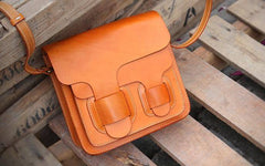 Cool Leather Mens Tan Messenger Bag Side Bag Small Shoulder Bag for Men