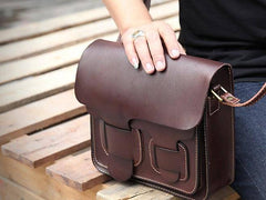 Cool Leather Mens Tan Messenger Bag Side Bag Small Shoulder Bag for Men