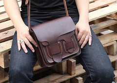 Cool Leather Mens Tan Messenger Bag Side Bag Small Shoulder Bag for Men