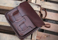Cool Leather Mens Tan Messenger Bag Side Bag Small Shoulder Bag for Men