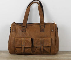 Cool Leather Mens Travel Bag Overnight Bag Work Handbag Business Bag for Men