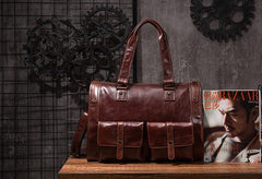 Cool Leather Mens Travel Bag Overnight Bag Work Handbag Business Bag for Men