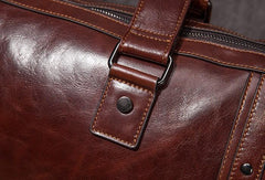 Cool Leather Mens Travel Bag Overnight Bag Work Handbag Business Bag for Men