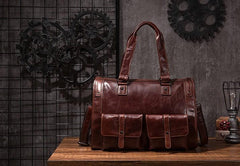 Cool Leather Mens Travel Bag Overnight Bag Work Handbag Business Bag for Men