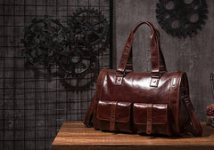 Cool Leather Mens Travel Bag Overnight Bag Work Handbag Business Bag for Men