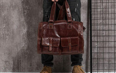 Cool Leather Mens Travel Bag Overnight Bag Work Handbag Business Bag for Men
