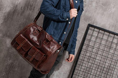 Cool Leather Mens Travel Bag Overnight Bag Work Handbag Business Bag for Men