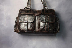 Cool Leather Mens Travel Bag Overnight Bag Work Handbags Business Bag for Men
