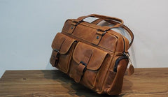 Cool Leather Mens Travel Bag Overnight Bag Work Handbags Business Bag for Men