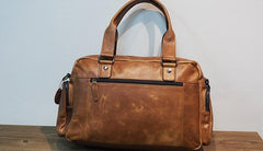 Cool Leather Mens Travel Bag Overnight Bag Work Handbags Business Bag for Men