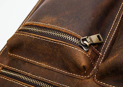 Cool Leather Mens Vintage Brown Small Side Bag Messenger Bag Shoulder Bag for Men - imessengerbags