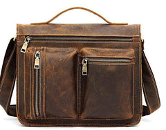 Cool Leather Mens Vintage Brown Small Side Bag Messenger Bag Shoulder Bag for Men - imessengerbags