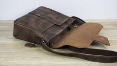 Cool Leather Mens Vintage Brown Messenger Bag Side Bag Small Shoulder Bag for Men - imessengerbags