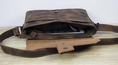 Cool Leather Mens Vintage Brown Messenger Bag Side Bag Small Shoulder Bag for Men - imessengerbags