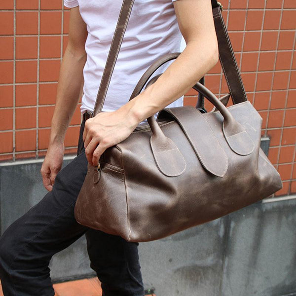 Cool Leather Mens Weekender Bag Travel Bags Shoulder Bags for men - imessengerbags