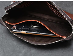 Cool Leather Mens Brown Business Clutch Bag Black Long Wallet For Men - imessengerbags