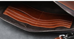 Cool Leather Mens Brown Business Clutch Bag Black Long Wallet For Men - imessengerbags