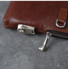 Cool Leather Mens Brown Business Clutch Bag Black Long Wallet For Men - imessengerbags