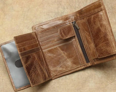 Cool Leather Mens Small Wallet billfold Bifold Wallet Front Pocket Wallet for Men - imessengerbags