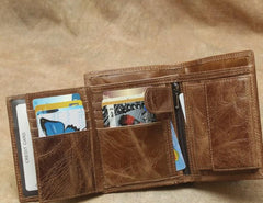Cool Leather Mens Small Wallet billfold Bifold Wallet Front Pocket Wallet for Men - imessengerbags