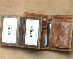 Cool Leather Mens Small Wallet billfold Bifold Wallet Front Pocket Wallet for Men - imessengerbags
