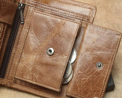Cool Leather Mens Small Wallet billfold Bifold Wallet Front Pocket Wallet for Men - imessengerbags