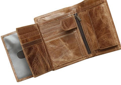 Cool Leather Mens Small Wallet billfold Bifold Wallet Front Pocket Wallet for Men - imessengerbags