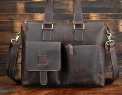Cool Leather Briefcase 13inch Handbag Work Bag Business Bag Shoulder Bag For Men