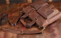 Cool Leather Briefcase 13inch Handbag Work Bag Business Bag Shoulder Bag For Men