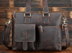 Cool Leather Briefcase 13inch Handbag Work Bag Business Bag Shoulder Bag For Men