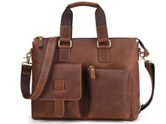 Cool Leather Briefcase 13inch Handbag Work Bag Business Bag Shoulder Bag For Men