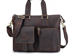 Cool Leather Briefcase 13inch Handbag Work Bag Business Bag Shoulder Bag For Men