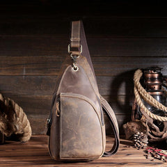 Cool Leather Sling Bags for Men Vintage Chest Bag SLing SHoulder Bags For Men