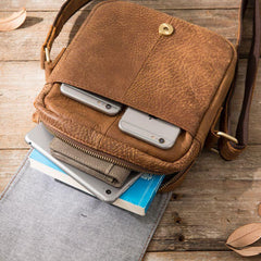 Cool Leather Small Mens Messenger Bags Shoulder Bags for Men