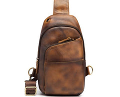 Cool Leather Vintage Chest Bags Sling Bag Crossbody Bag Travel Bag Sling Hiking Bag For Men