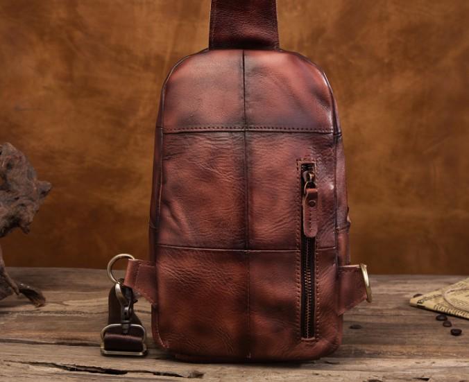 cross body bags for men travel Cool Leather Vintage Chest Bags Sling Bag Crossbody Bag Travel Bag Sling Hiking Bag For Men