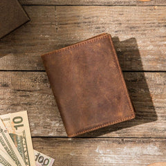 Cool Leather Vintage Mens Slim Small Wallets Zipper billfold Wallets for Men - imessengerbags
