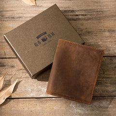 Cool Leather Vintage Mens Slim Small Wallets Zipper billfold Wallets for Men - imessengerbags