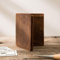 Cool Leather Vintage Mens Slim Small Wallets Zipper billfold Wallets for Men - imessengerbags