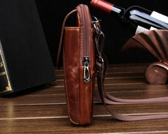 Cool Leather Mens Vintage Small Side Bag Belt Pouch Belt Bag For Men