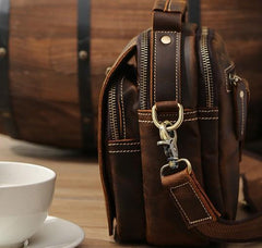 Cool Leather Vintage Small Side Bags Waist Bag Belt Pouch Small Shoulder Bags For Men - imessengerbags