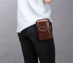 Cool Leather Mens Vintage Small Side Bag Belt Pouch Belt Bag For Men