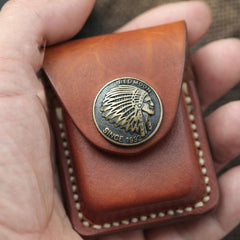 Handmade Indian Brown Leather Mens Classic Zippo Lighter Case With Belt Clip Lighter Holders For Men - imessengerbags