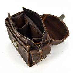 Cool Men Leather Camera Bag Canon Vintage Messenger Shoulder bag For Men