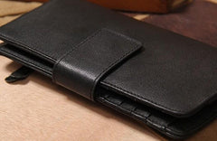 Cool Men long Leather Wallet Black Multi Cards Wallet for Men