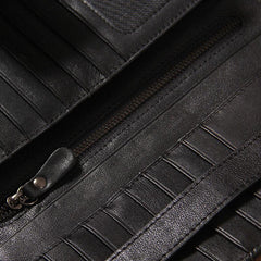 Cool Men long Leather Wallet Black Multi Cards Wallet for Men